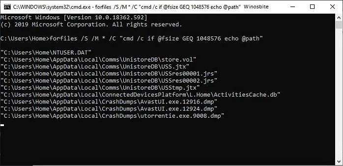 große Dateien über die Befehlszeile finden