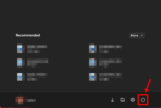 Auf den Power-Button klicken