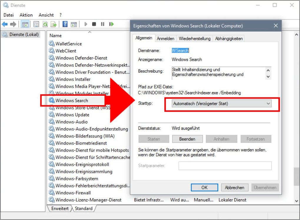 Windows-Suche Einstellungen ändern
