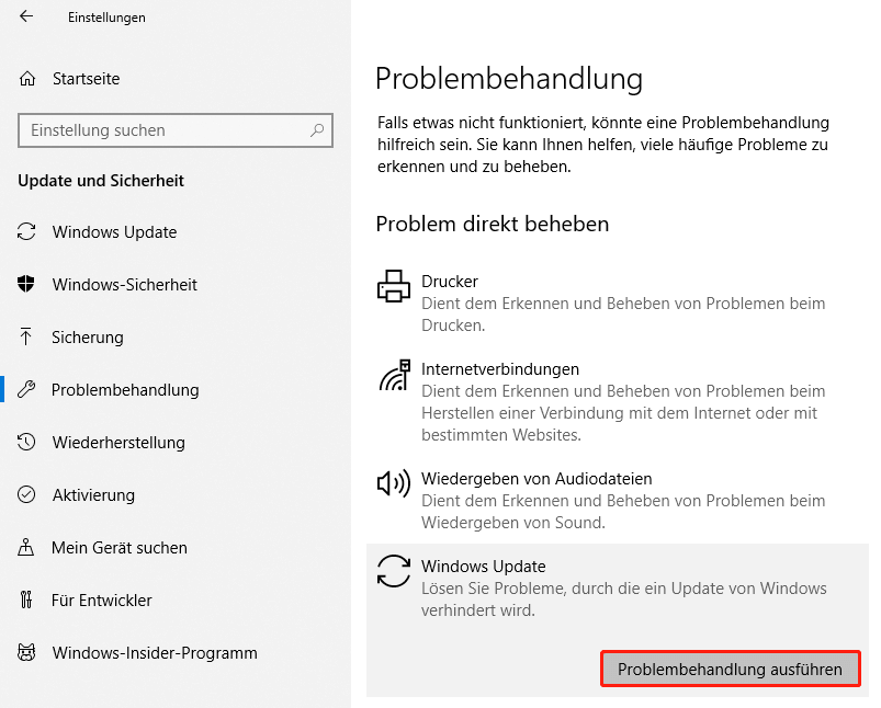 Klicken Sie auf System und wählen Sie Ausführen