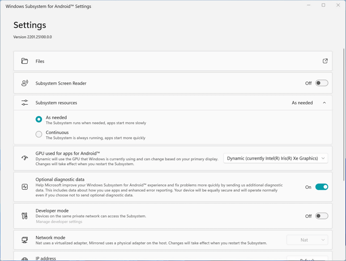 Windows Subsystem für Android