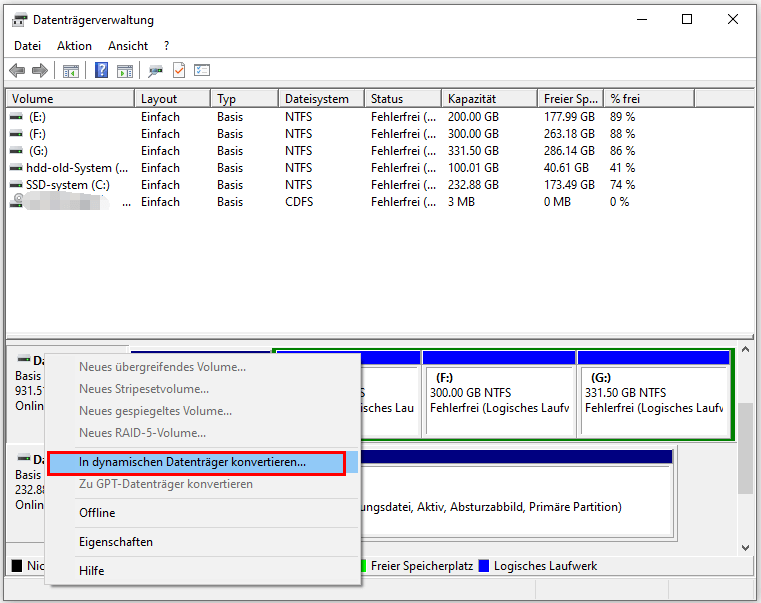 SSDs mit der Datenträgerverwaltung zusammenfügen - 2