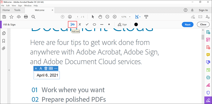 Mit Adobe auf dem Mac ein Datum zu einer PDF-Datei hinzufügen - Datum einfüllen