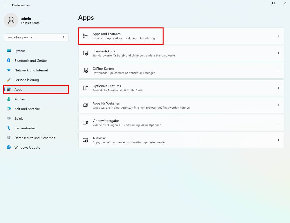 Einstellungen für offene Fenster