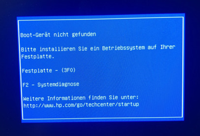 Fehlermeldung Boot-Gerät nicht gefunden HP