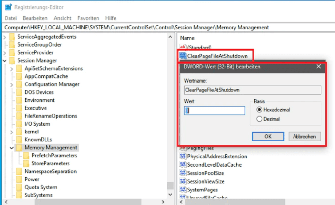 Registry-Hack zur Behebung der hohen Speichernutzung einstellen