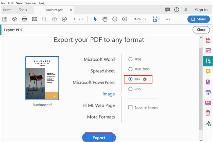 PDF in TIFF auf Windows PC kostenlos umwandeln - Adobe Acrobat
