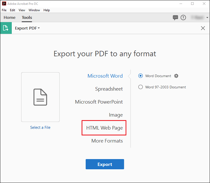 Konvertieren von PDF in HTML mit Adobe Acrobat