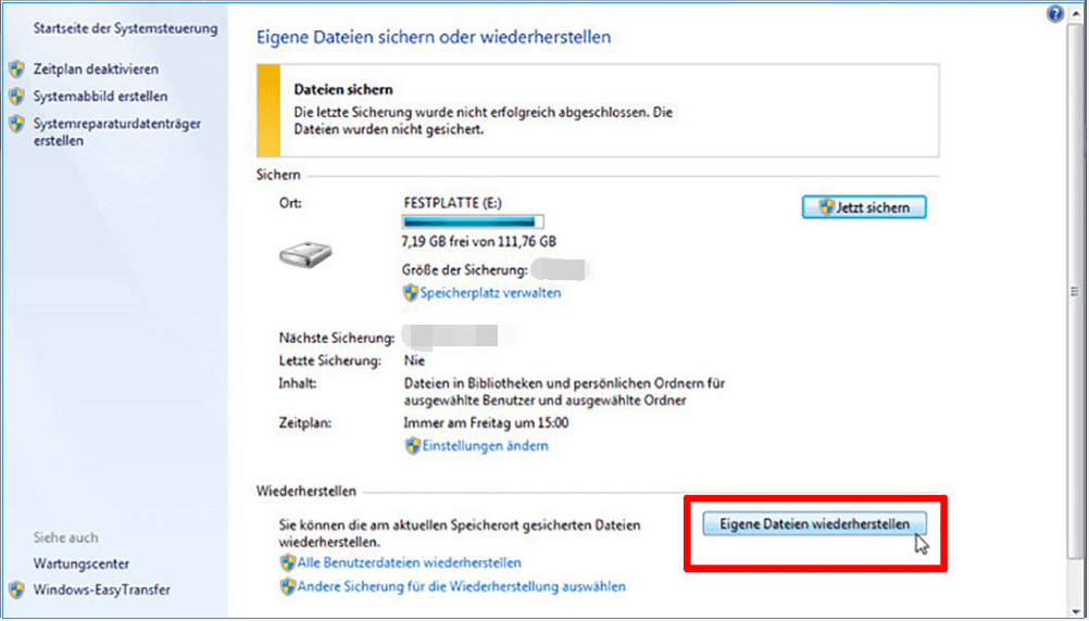 Gelöschte Dateien und Ordner aus der Windows-Sicherung wiederherstellen-1