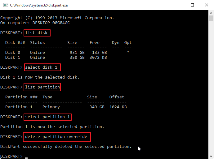 remove partitions from usb drive