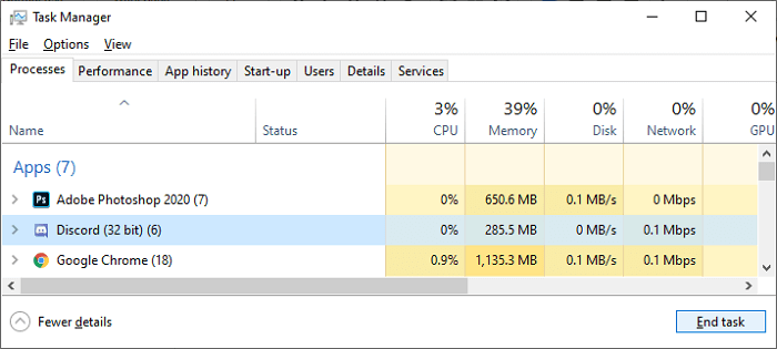 Discord in Task-Manager beenden