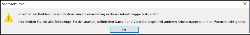Excel Hat Ein Problem Bei Mindestens Einem Formelbezug