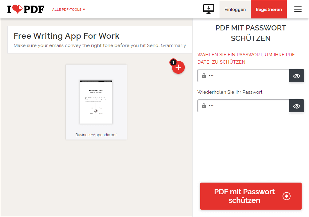 PDF mit einem Online-Tool sperren