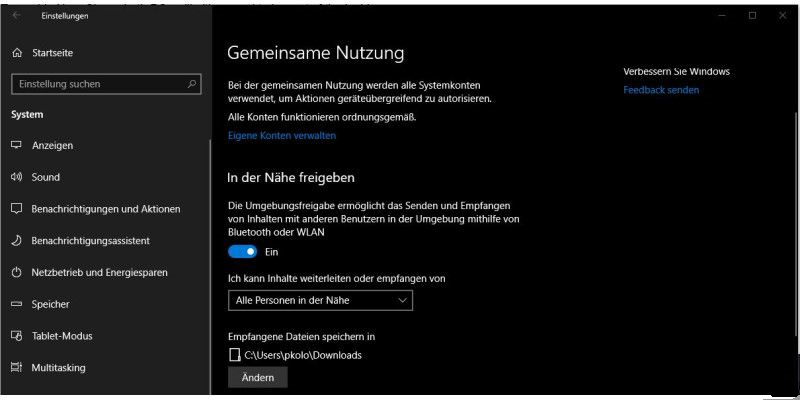 In der Nähe freigeben