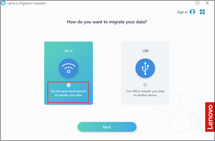 Die WiFi-Option auswählen
