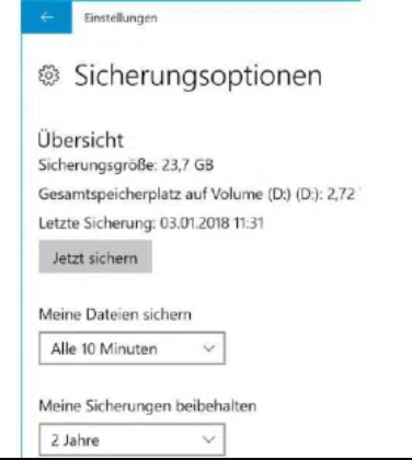 Ändern Sie, wie lange Sie die Sicherung aufbewahren möchten