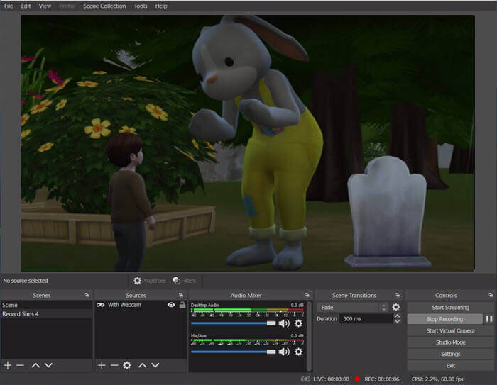 Aufnehmen von Sims 4 mit OBS - Schritt 3.