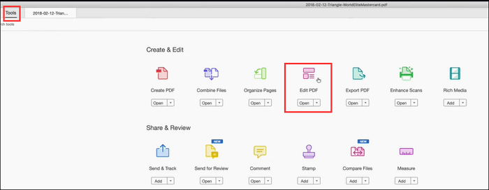 Texte in PDF mit Adobe Acrobat unterstreichen - Bearbeitung auswählen