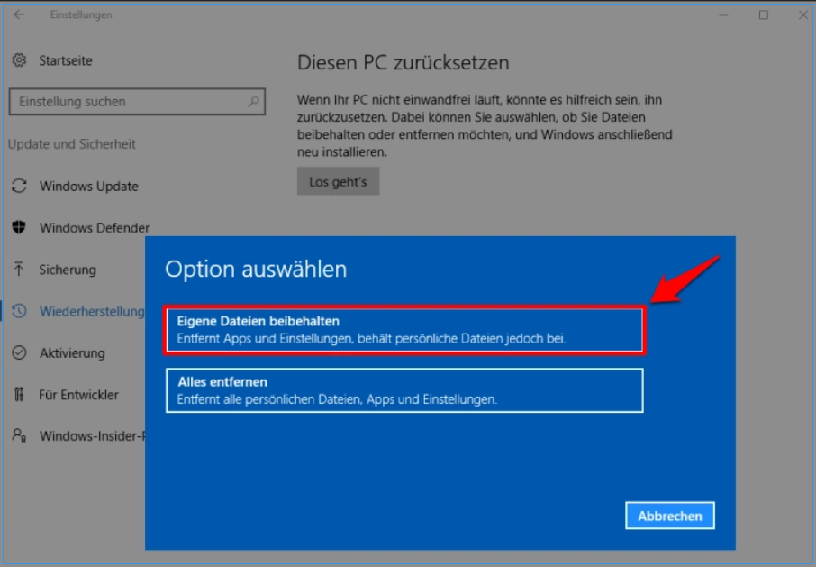 Meine Dateien aufbewahren