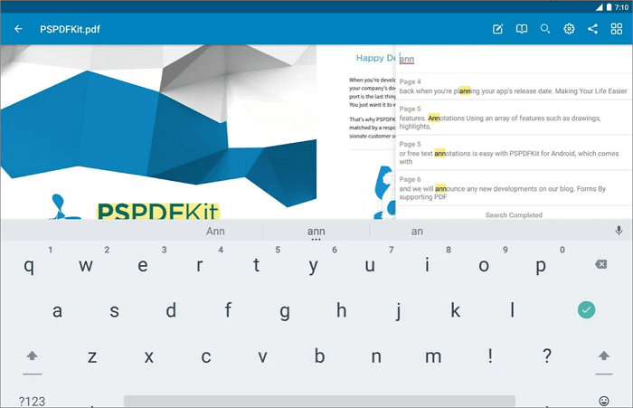 Text in PDF auf Android hervorhebt