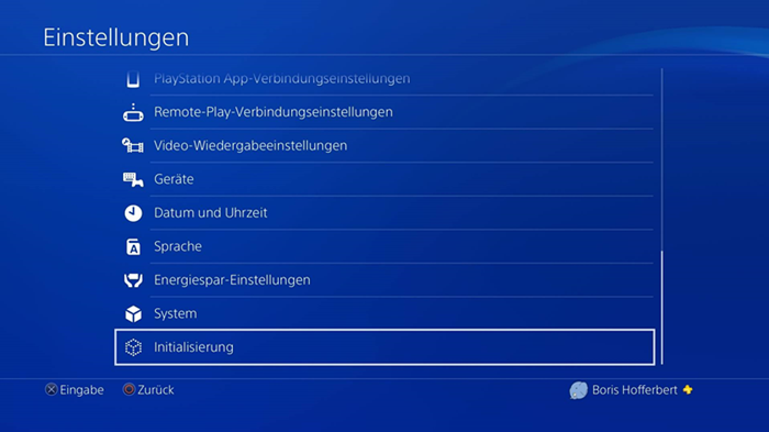 PS4 Initialisierung