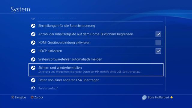 PS4 Daten sichern und wiederherstellen