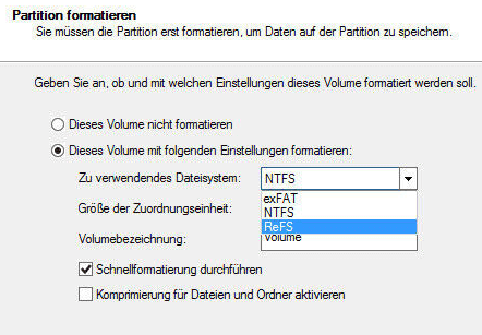ReFS-Partitionen