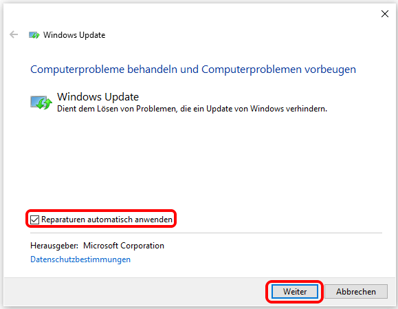 Windows Update-Problembehandlung ausführen