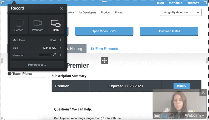 Bildschirmrecorder mit Facecam auf dem Mac