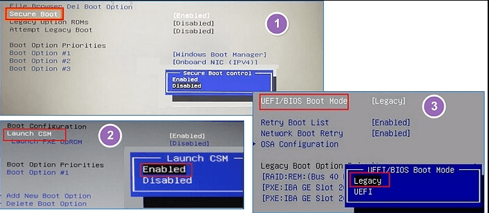  Secure Boot Control deaktivieren CSM oder Legacy Boot Mode aktivieren