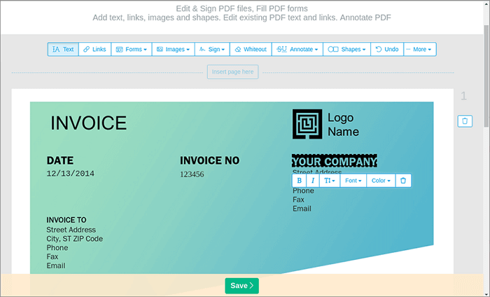 Kostenloser PDF-Editor für Windows - Sejda PDF-Editor