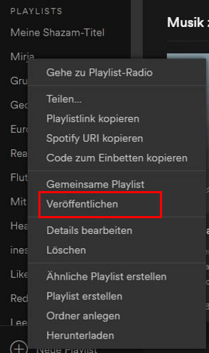 Spotify Playlist veröffentlichen