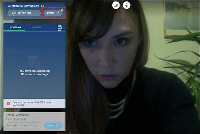 Bluejeans aufnehmen - Aufnahme starten