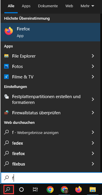 Suche nach verlorenen Ordnern