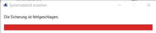 Fehlermeldung: windows 10 systemabbild erstellen funktioniert nicht