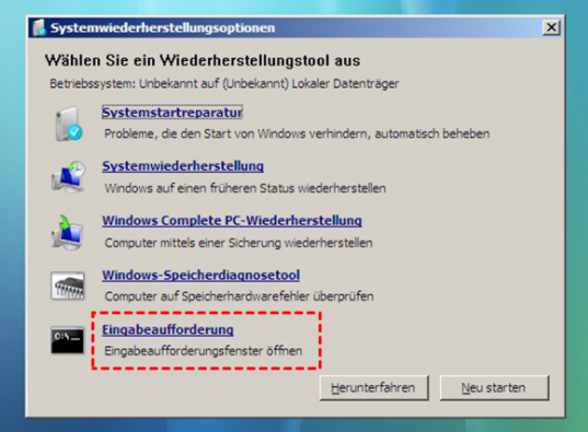 Eingabeaufforderung in Windows 7