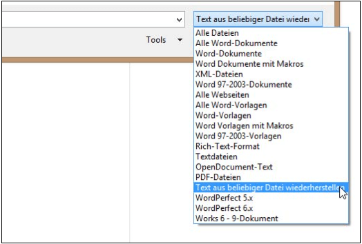 Text aus beliebiger Datei wiederherstellen