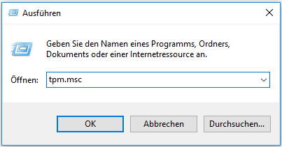 TPM Modul mit Ausführen öffnen