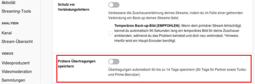 Twitch Übertragungen automatisch speichern