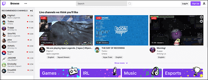 Die 10 besten Live-Streaming-Seiten zum Anschauen von Live-Sendungen - Twitch