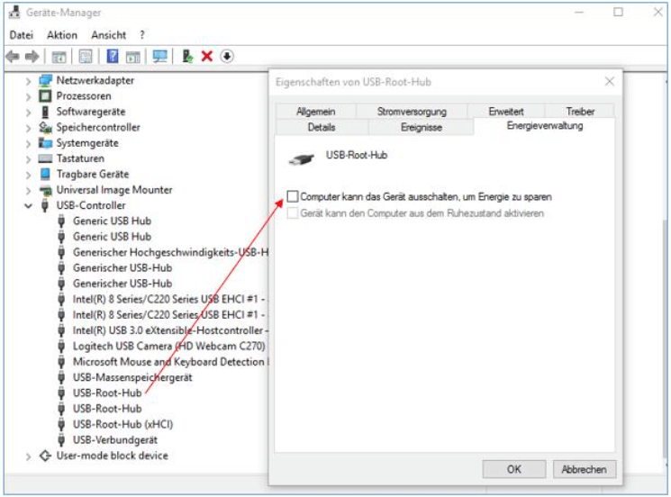 Energieverwaltung deaktivieren, um externe Festplatte erkennbar zu machen