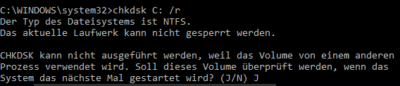 SFC Fehler beheben durch chkdsk befehl