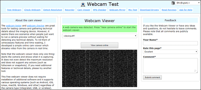 Aufnehmen einer Webcam mit Webcam Test