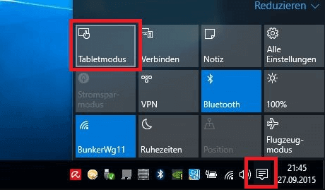 Windows 10 in den Tablet-Modus wechseln
