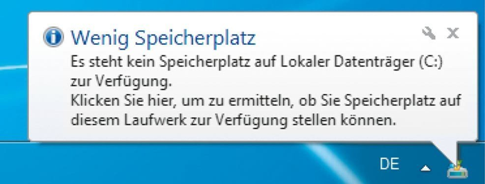 windows wenig speicherplatz