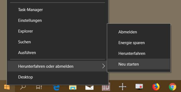 windows 10 neu starten