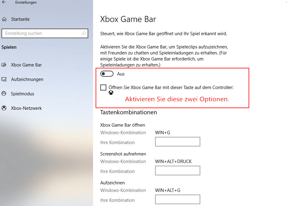 Xbox Game Bar unter Windows 10 aktivieren