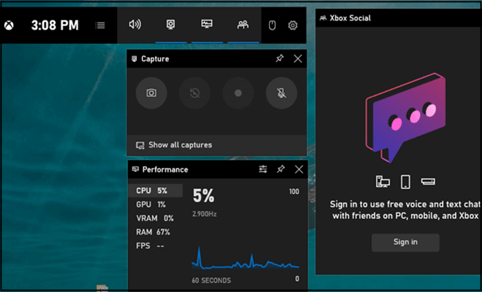 Bildschirm unter Windows 10 mit Xbox Game Bar aufzeichnen