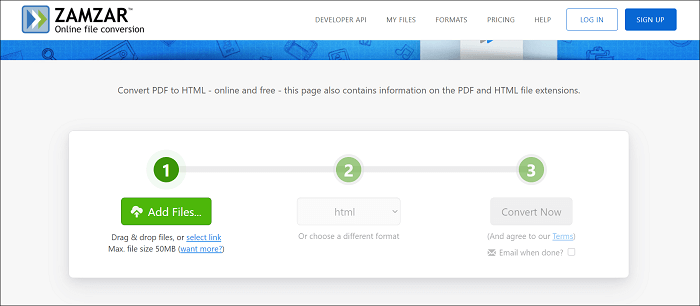 Kostenloser Online-PDF-zu-HTML-Konverter - Zamzar PDF zu HTML