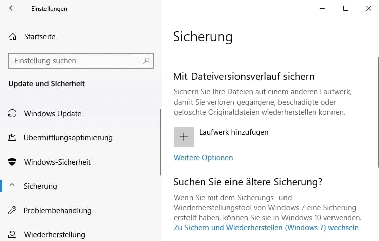 windows sichern und wiederherstellen öffnen (windows 7)